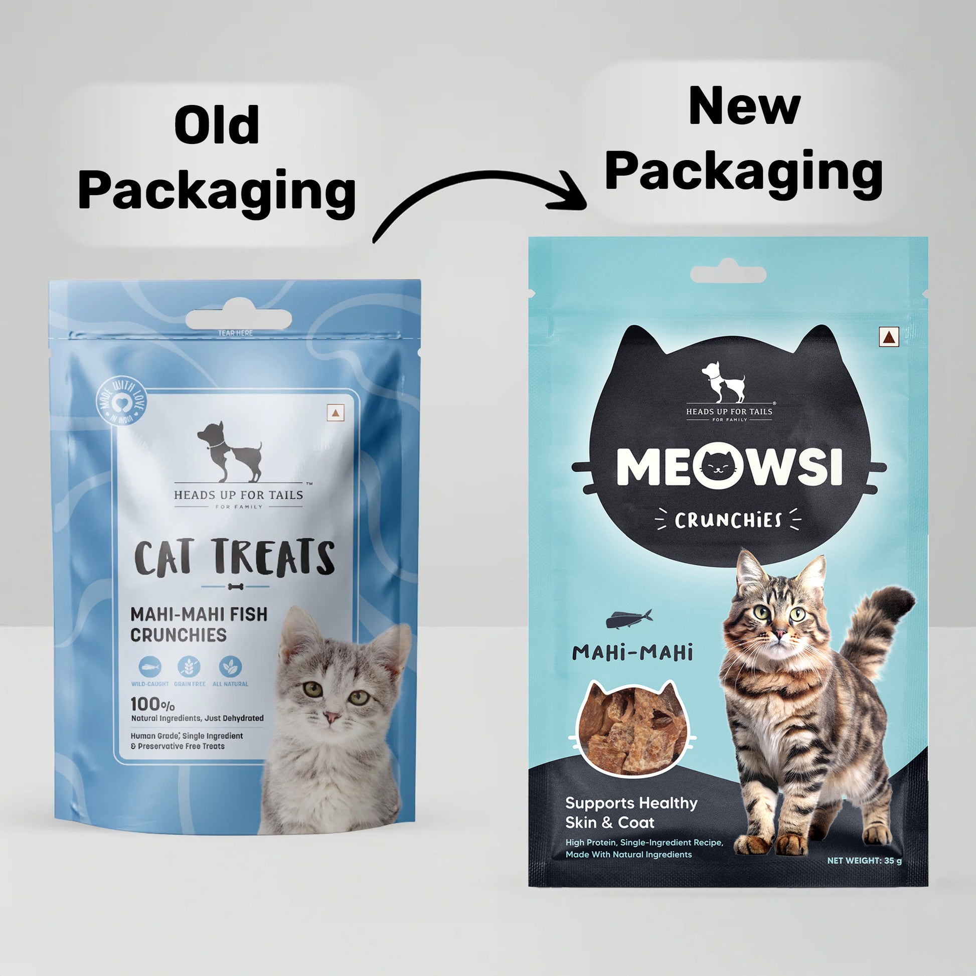 Meowsi by HUFT Mahi Mahi Fish Crunchies Cat Treats - 35 g - Heads Up For Tails