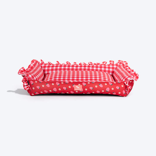 HUFT Berrylicious Lounger Bed For Dog - Red and Pink - Heads Up For Tails