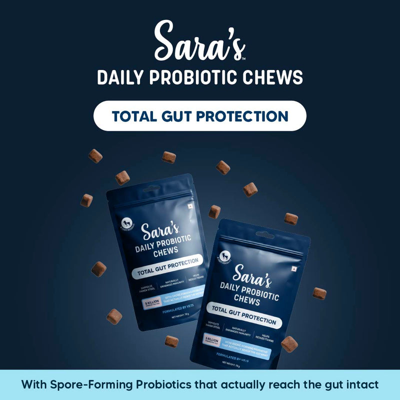 Sara’s Daily Probiotic Chews for Dogs : Total Gut Protection - 70 gm