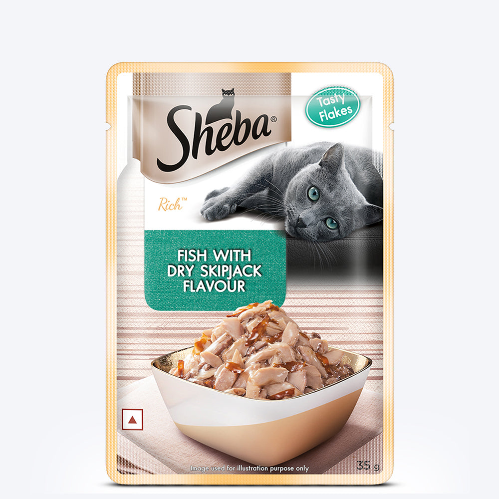 Sheba Fish With Dry Skipjack Flake Adult Cat Wet Food - 35 gm Packs