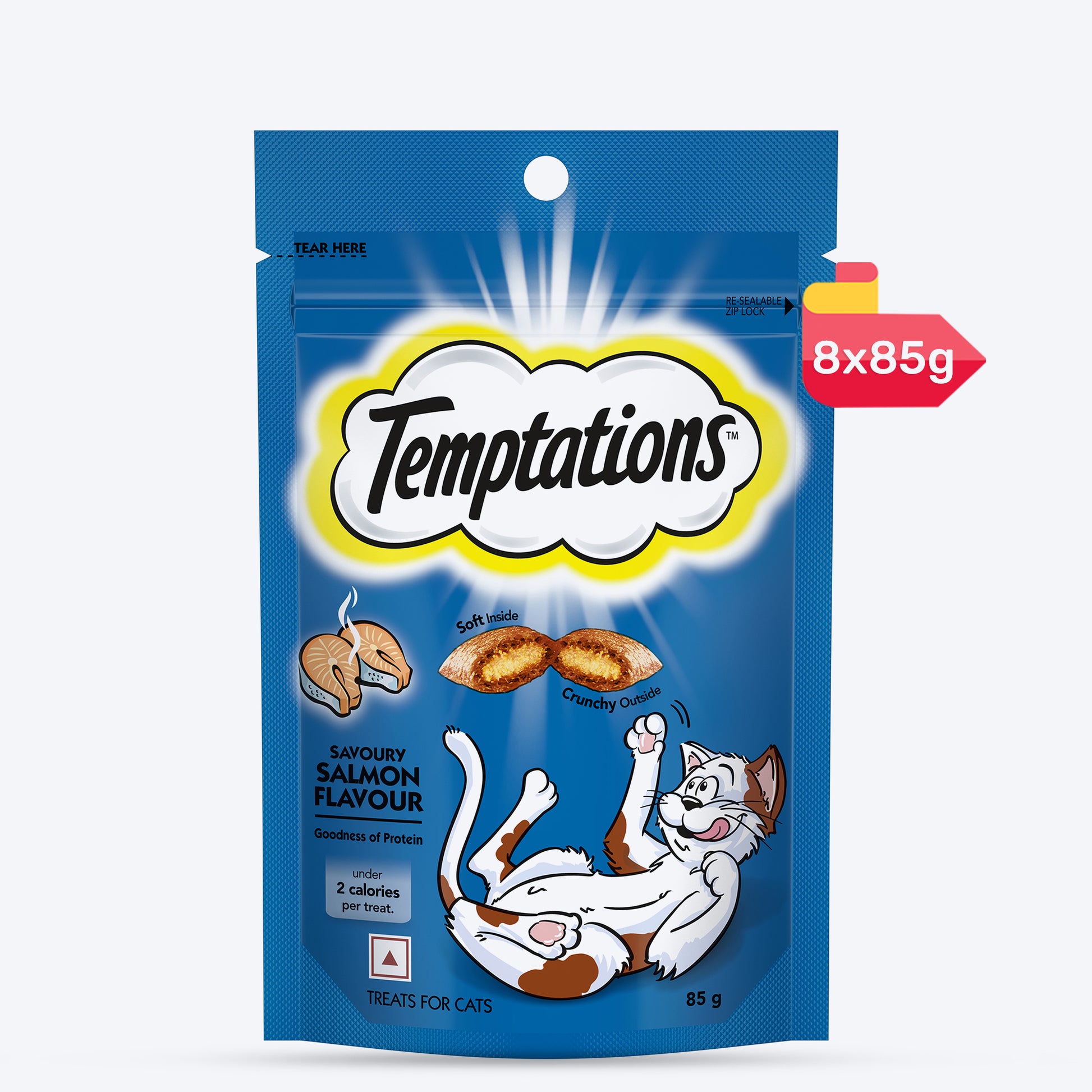 Temptations Cat Treat Savoury Salmon Flavour - 85g - Heads Up For Tails