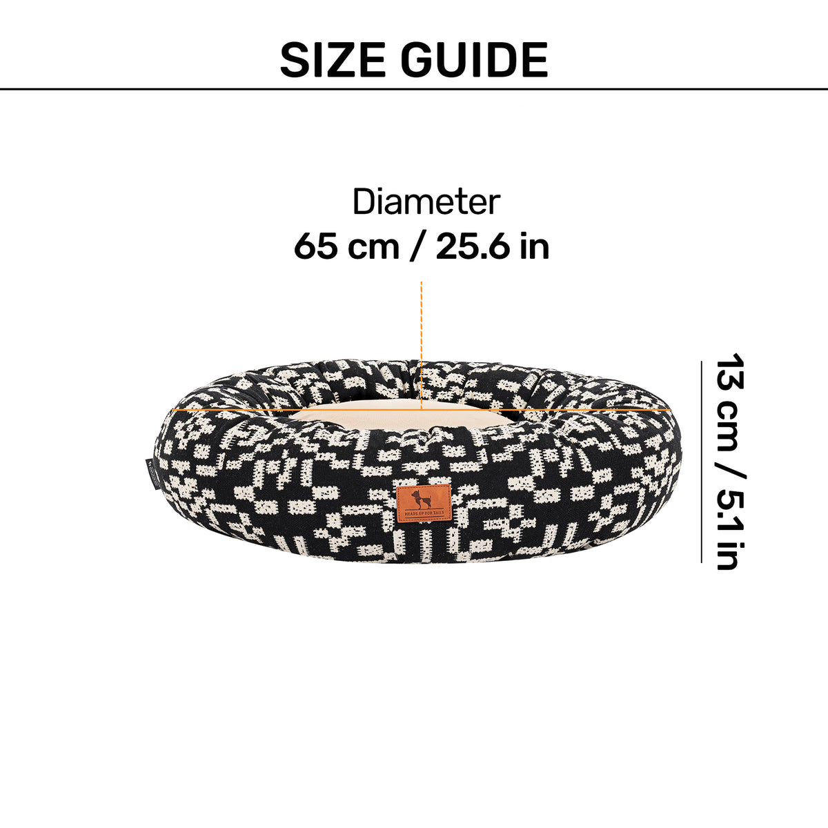 HUFT Dreamy Donut Bed For Cat & Puppy - Black & White - Heads Up For Tails