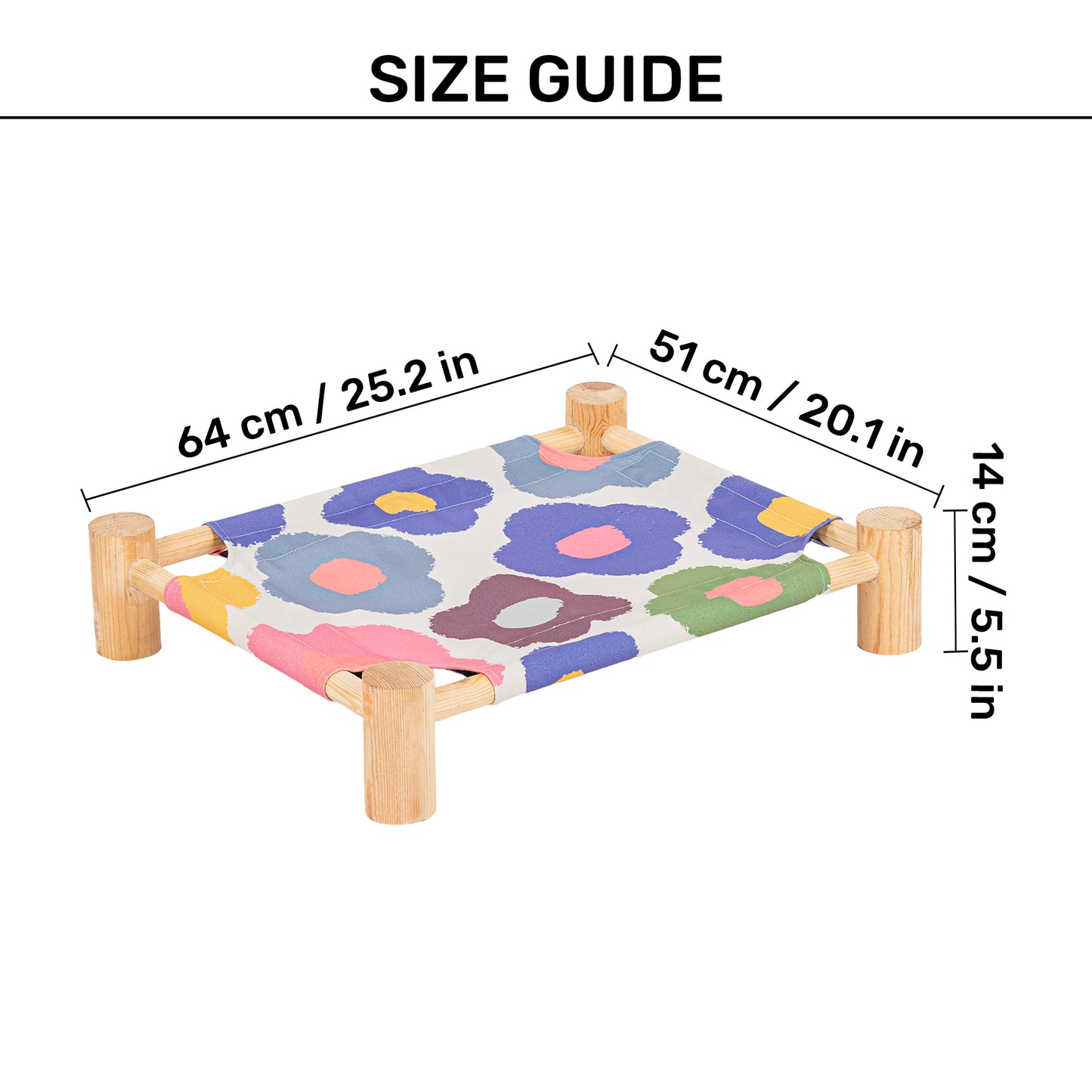 HUFT Elevated Cot Bed For Cat - Multicolor