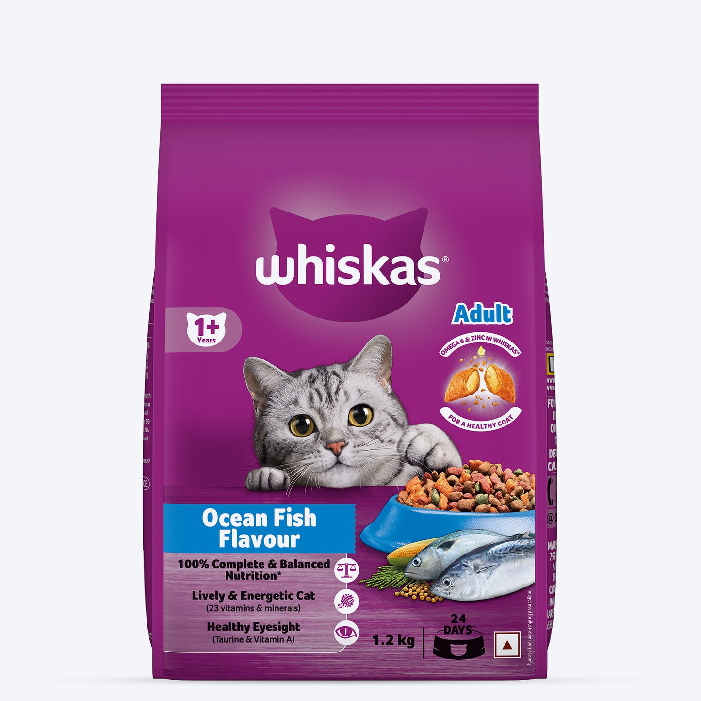 Whiskas Adult (1+ Years) Ocean Fish Flavour Dry Cat Food - Heads Up For Tails