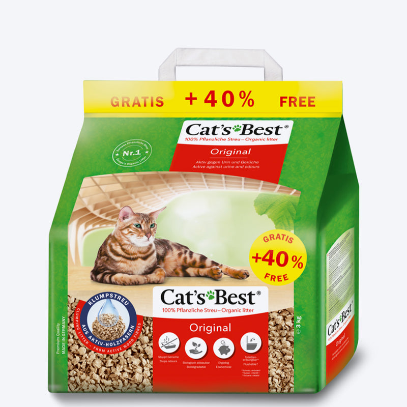 Cat's Best Original Clumping Cat Litter - 2.1 kg + 40% extra - Heads Up For Tails