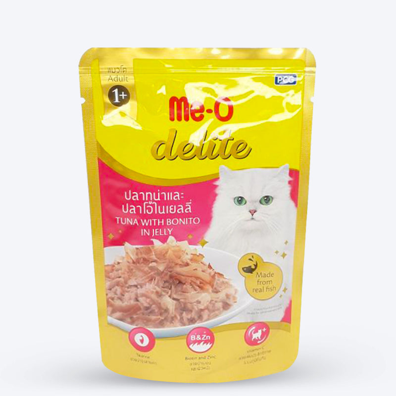 Me-O Delite Tuna With Bonito in Jelly Wet Cat Food - 70 g packs - Heads Up For Tails