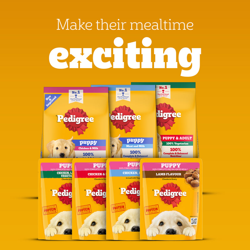 Pedigree Chicken & Liver Chunks In Gravy New Born Puppy Wet Food - 2.1 kg (30x0.07 kg)