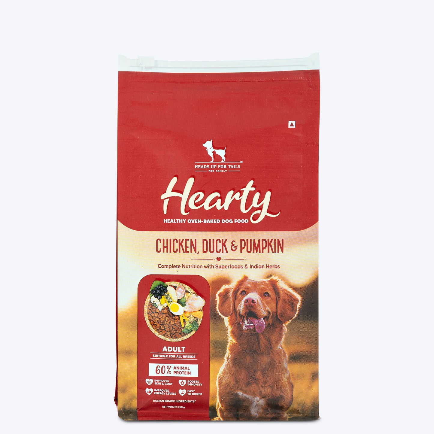 Hearty Oven-Baked Adult Dog Food – Chicken, Duck & Pumpkin for All Breeds – Human-Grade, High-Protein - Heads Up For Tails