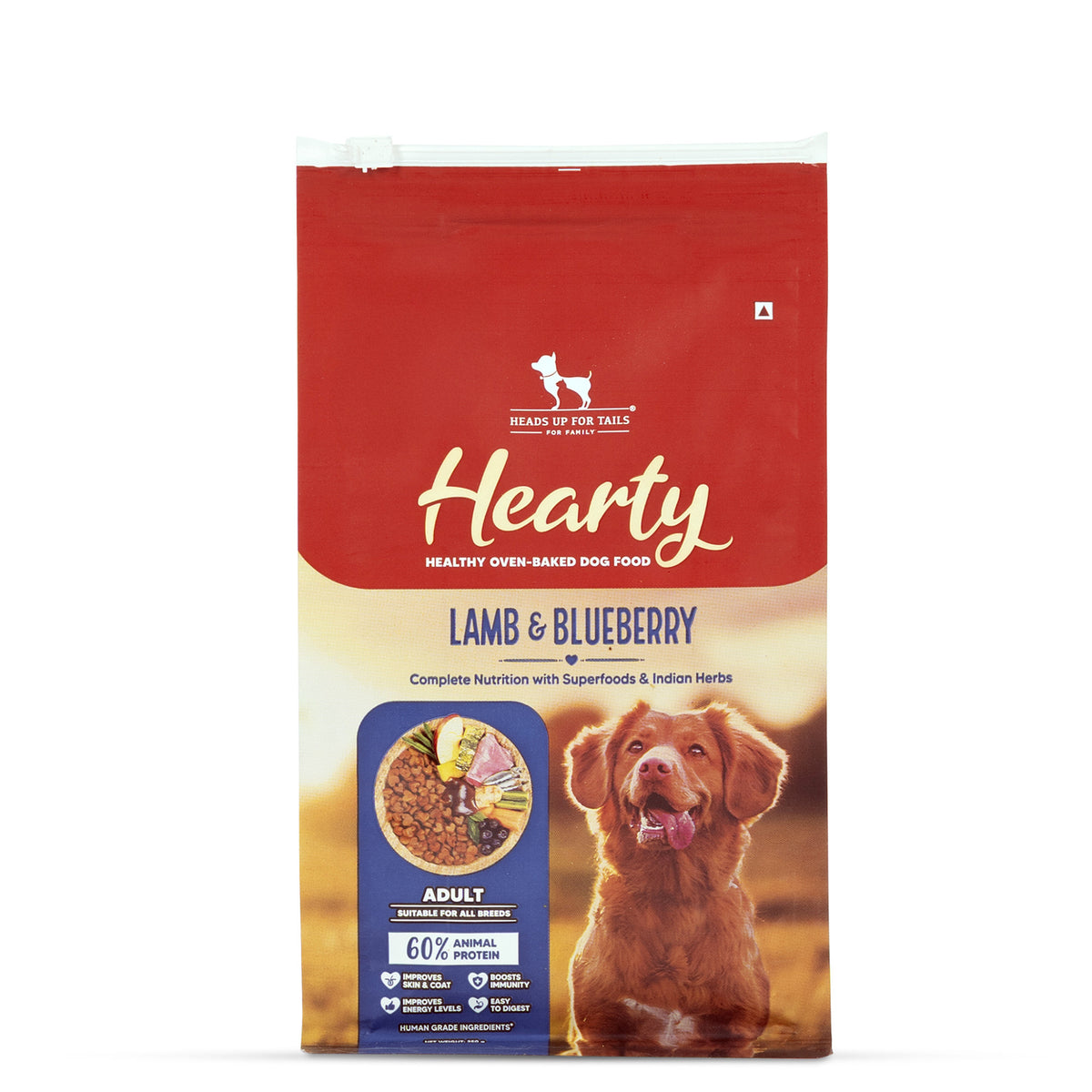Hearty Oven-Baked Lamb &amp; Blueberry Dry Food for Adult Dogs, Immunity Support, Oven-Baked, All Breeds