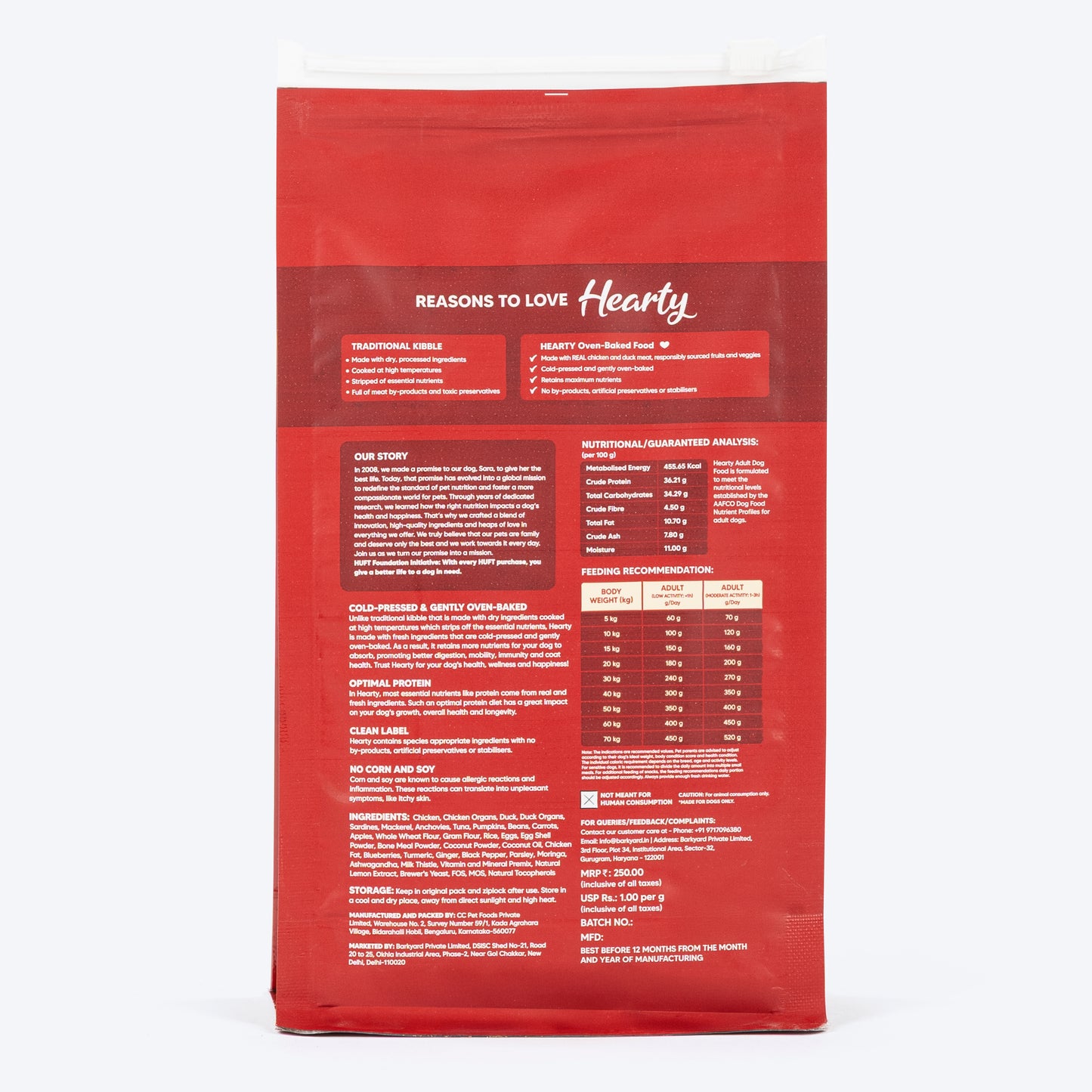 Hearty Chicken, Duck & Pumpkin Oven-Baked Dry Food For Adult Dog - All Breeds