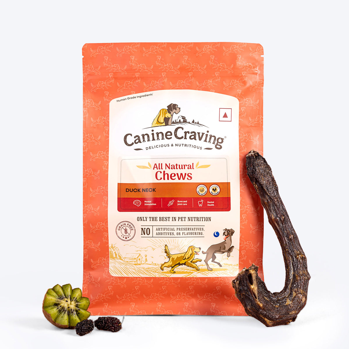 Canine Craving Duck Chew - Whole Neck Dog Chew Treat - 1 Pc - Heads Up For Tails