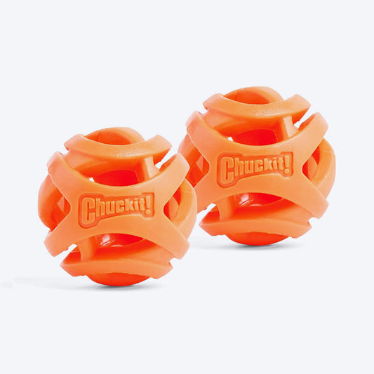 Chuckit! Breathe Right Ball Fetch Toy For Dog - Orange - S - Set Of 2 - Heads Up For Tails