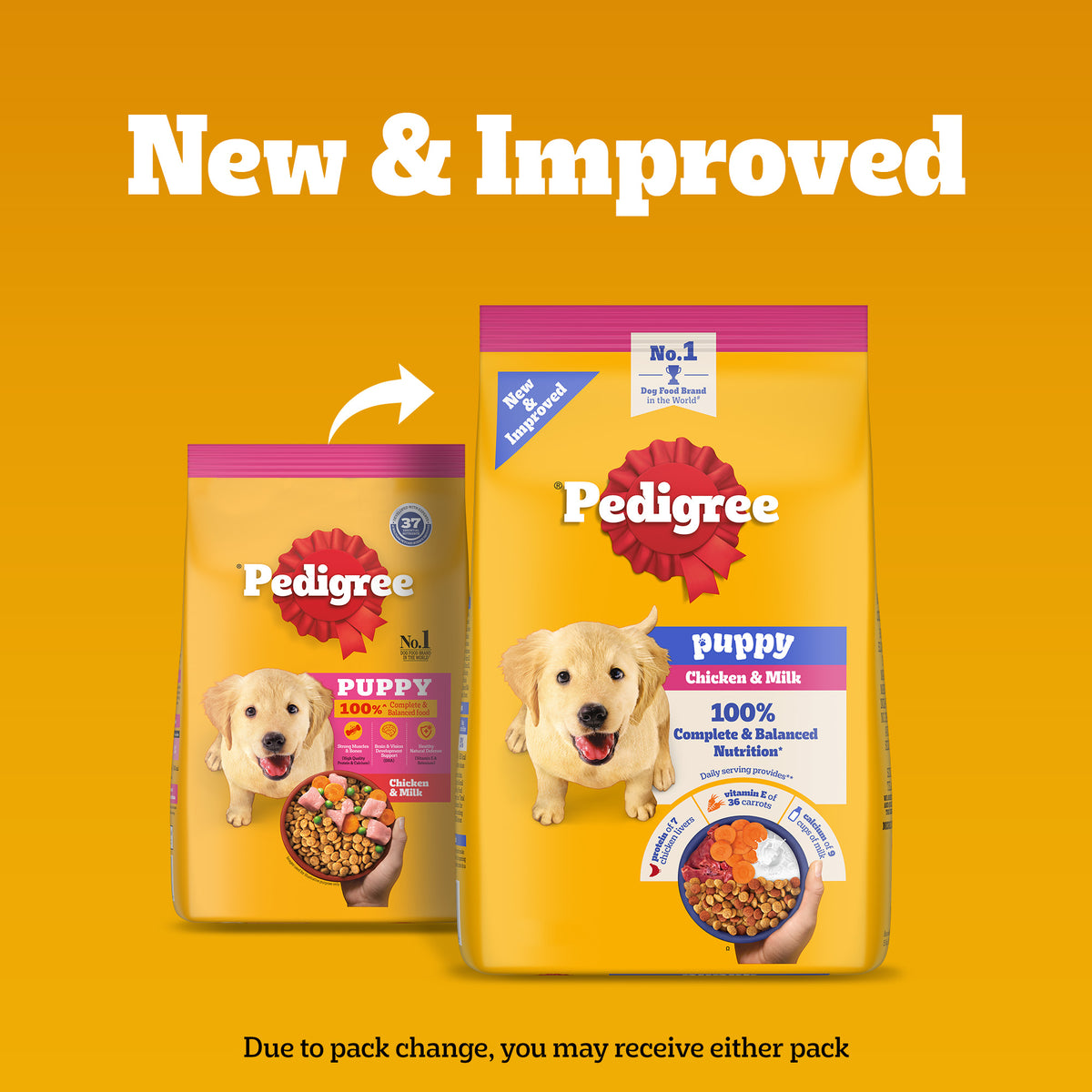 Pedigree Chicken & Milk Dry Puppy Food - Heads Up For Tails