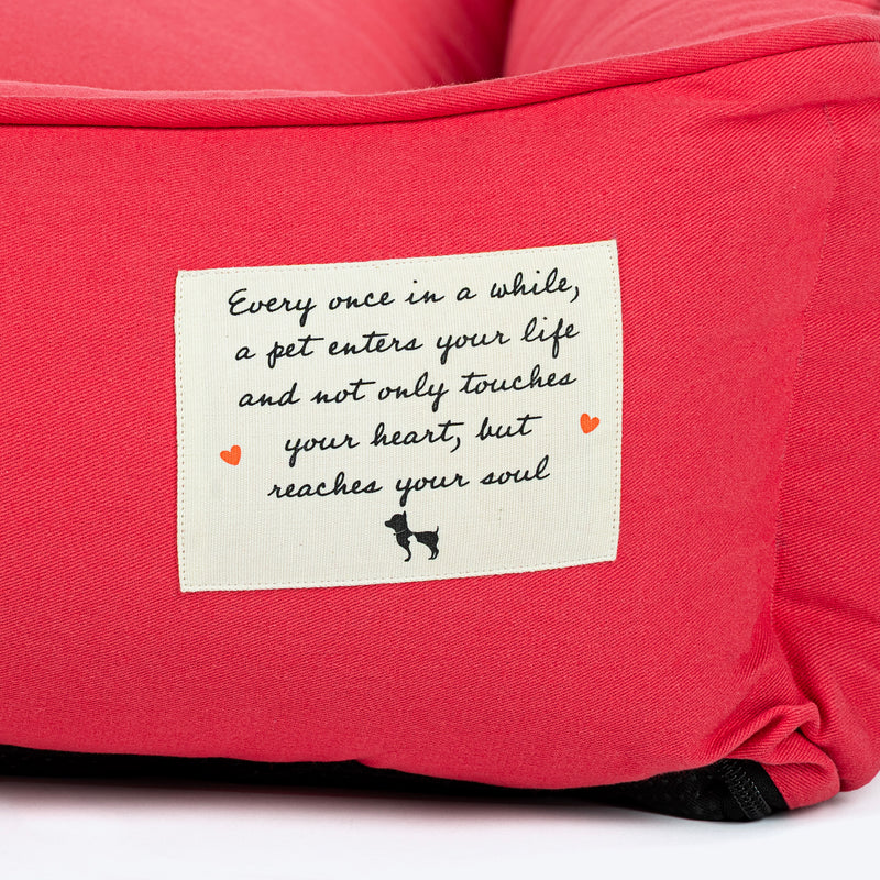HUFT Teddy Classic Lounger Bed For Dog - Red - Heads Up For Tails