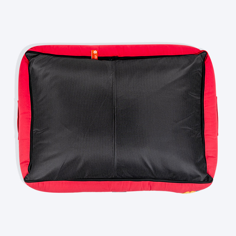 HUFT Teddy Classic Lounger Bed For Dog - Red - Heads Up For Tails