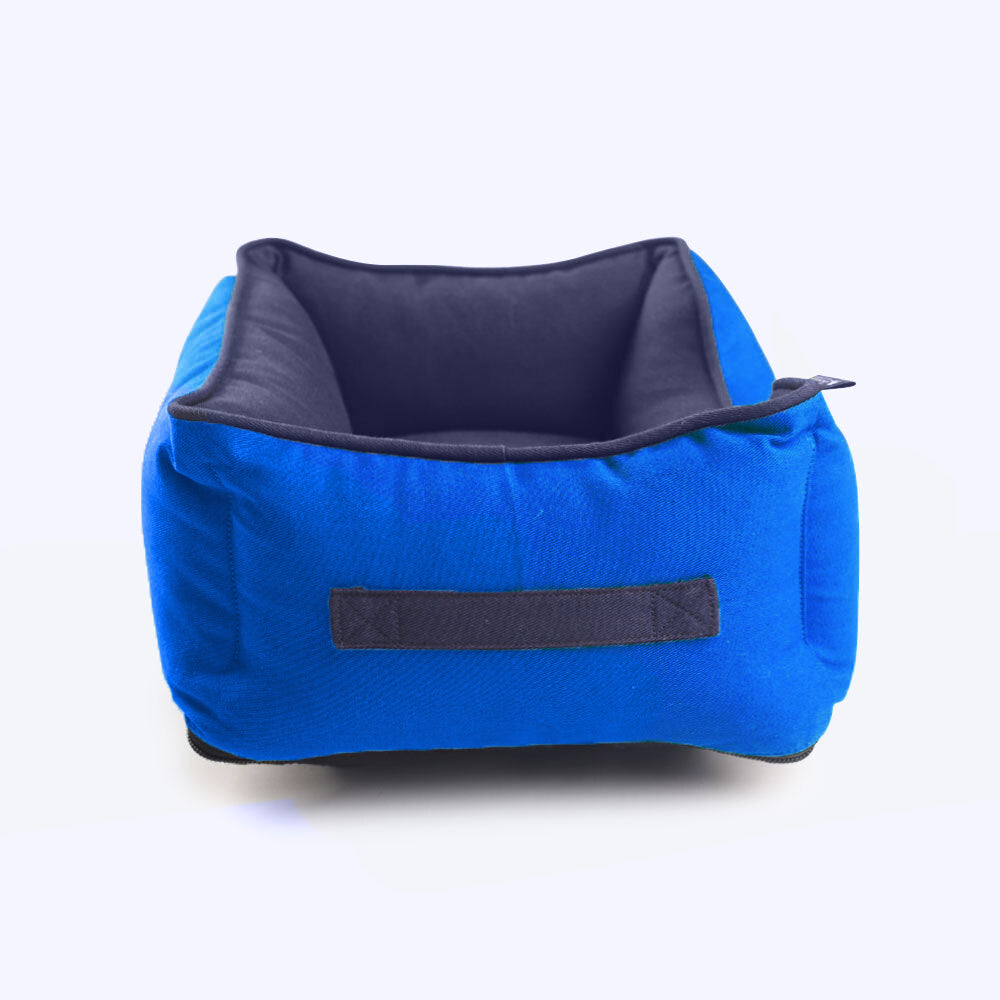 HUFT Personalised Classic Lounger Dog Bed (Free Bone Cushion) - Imperial Blue With Navy