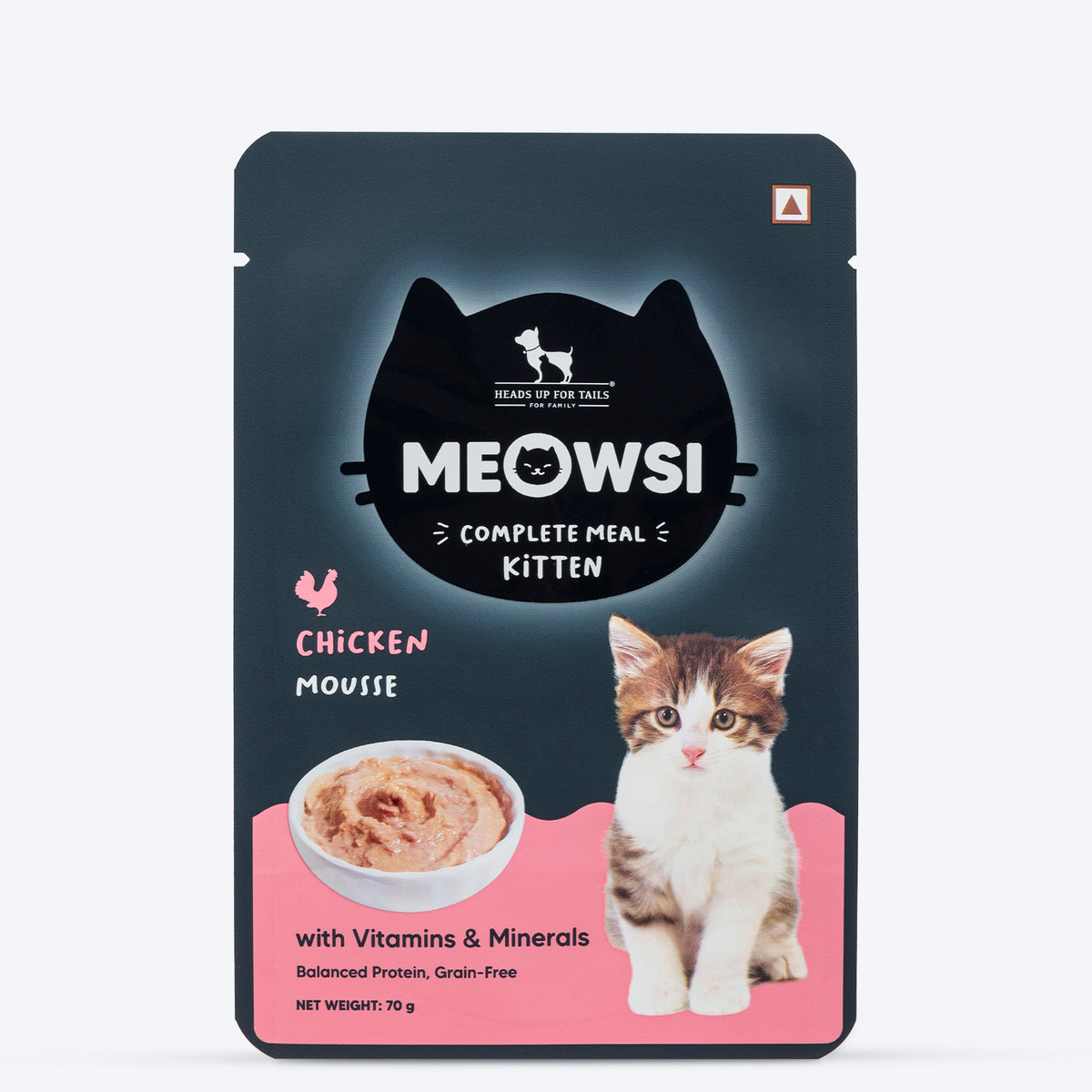 Meowsi Chicken Mousse Wet Food for Kittens 70g, Complete &amp; Balanced, Hydrating, Kitten Formula