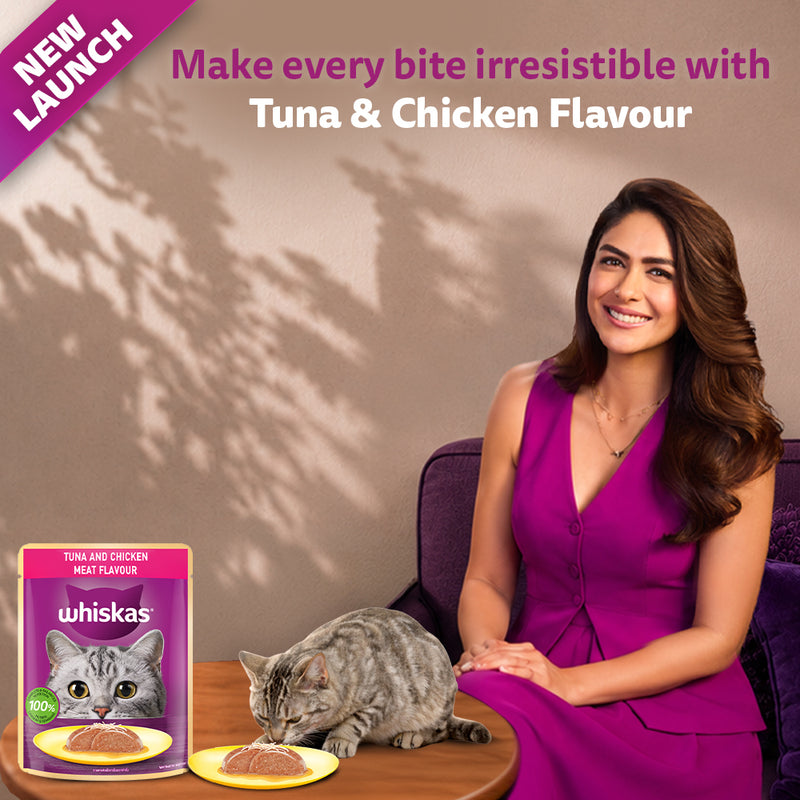 Whiskas Tuna and Chicken Meat in Jelly Flavour (1+ Years) Adult Cat Wet Food - 80 gm Pack