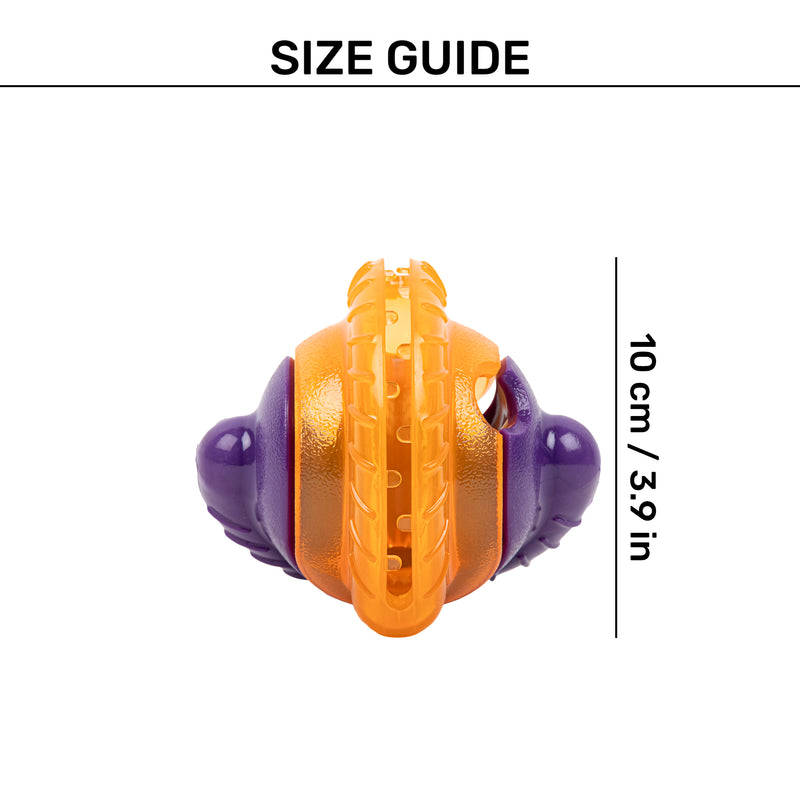 Dash Dog Chomping Champ Ball Toy For Dog - Orange & Purple - Heads Up For Tails