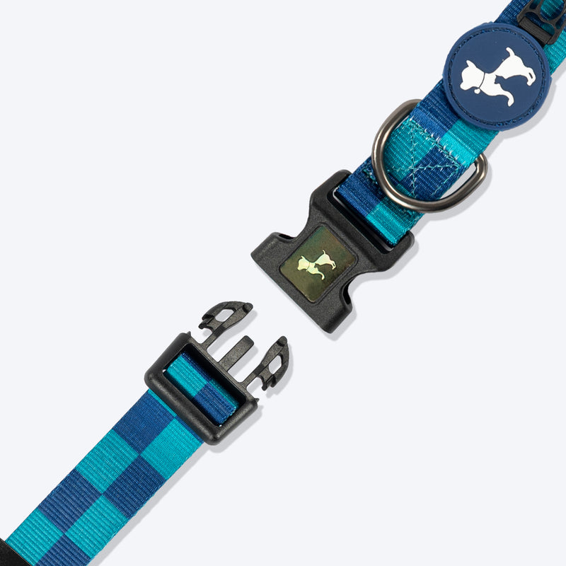 HUFT Frosted Checks Collar For Dog - Blue