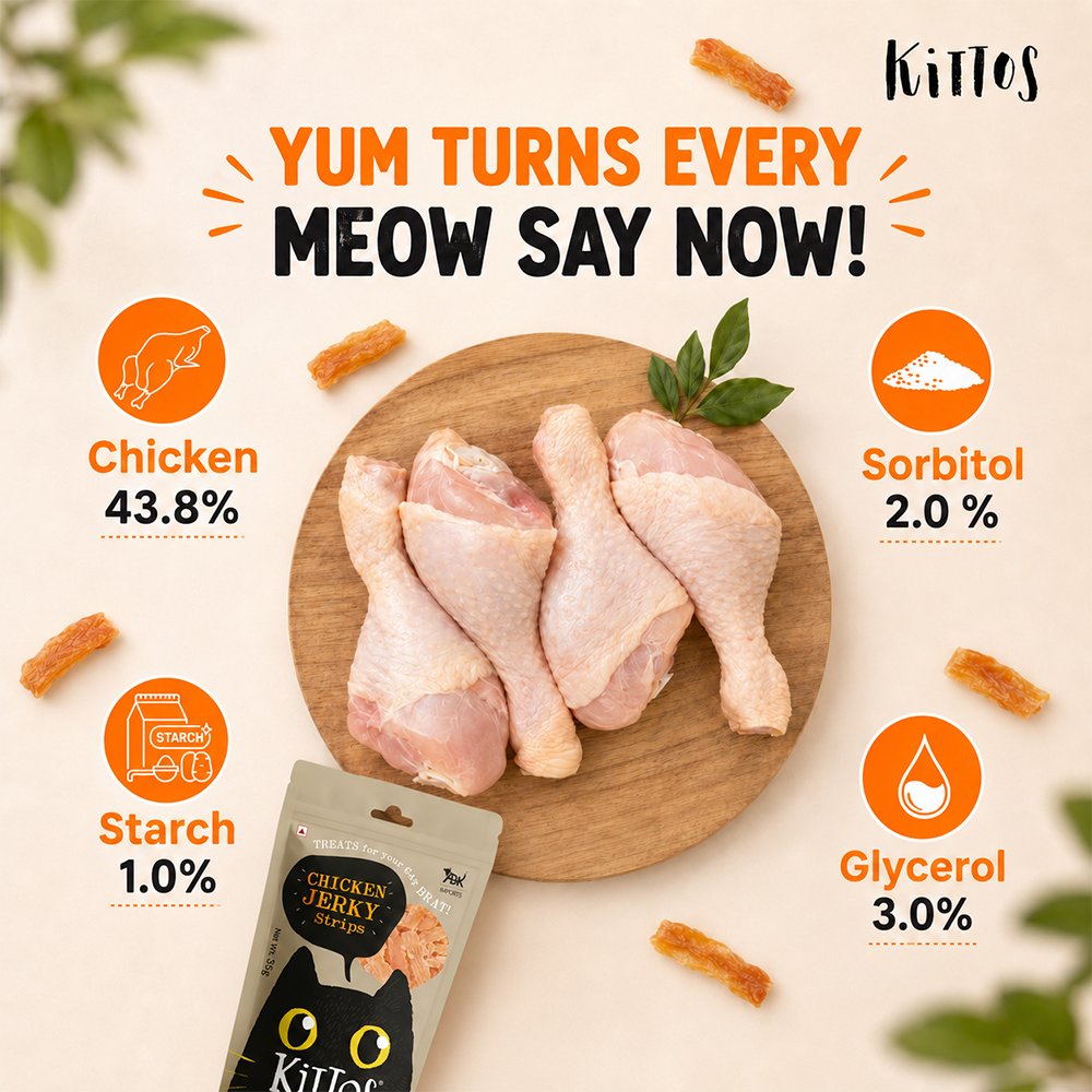 Kittos Purr-Fect Chicken Jerky Strips Cat Treats - 35 g