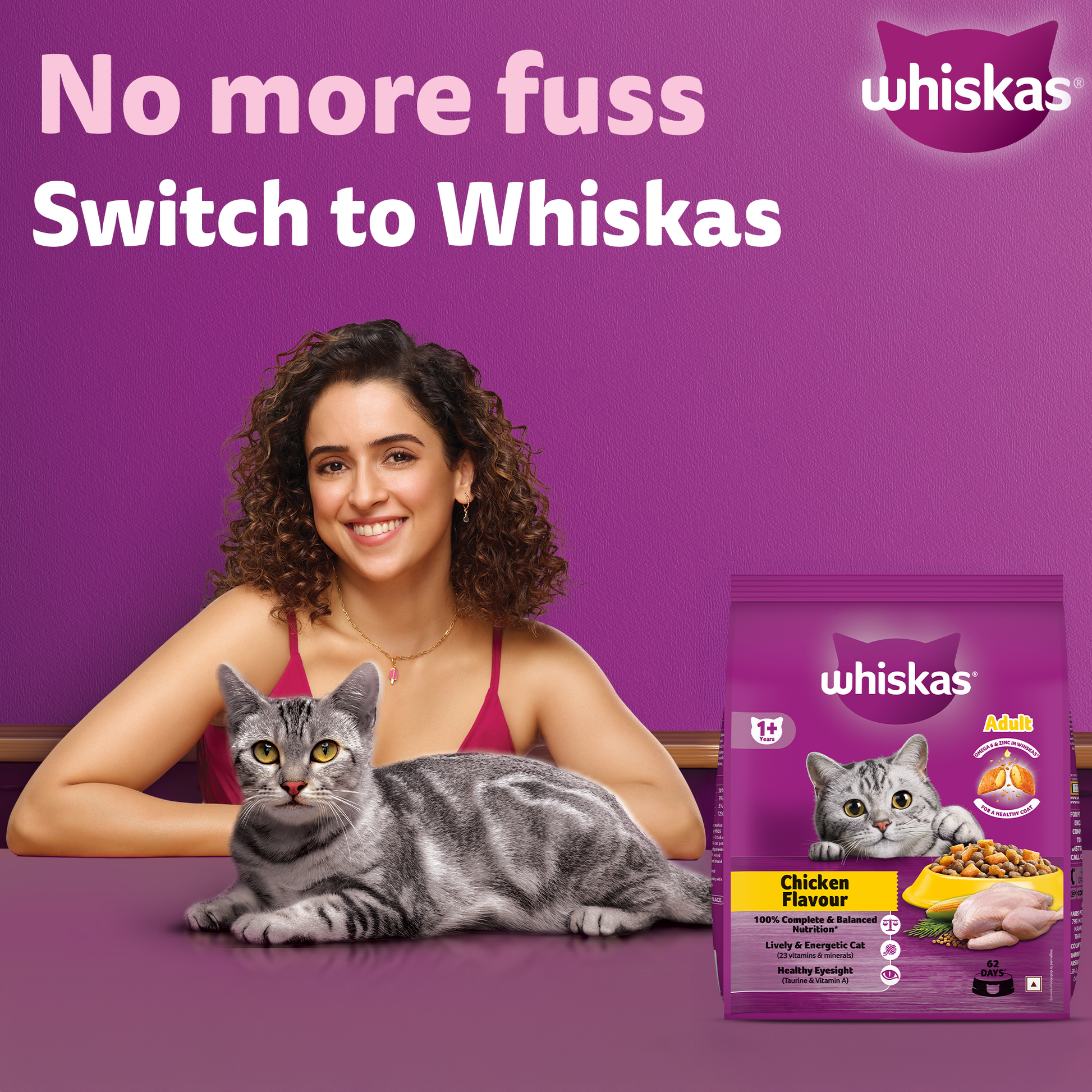 Whiskas Chicken Dry Food For Adult Cat - Heads Up For Tails
