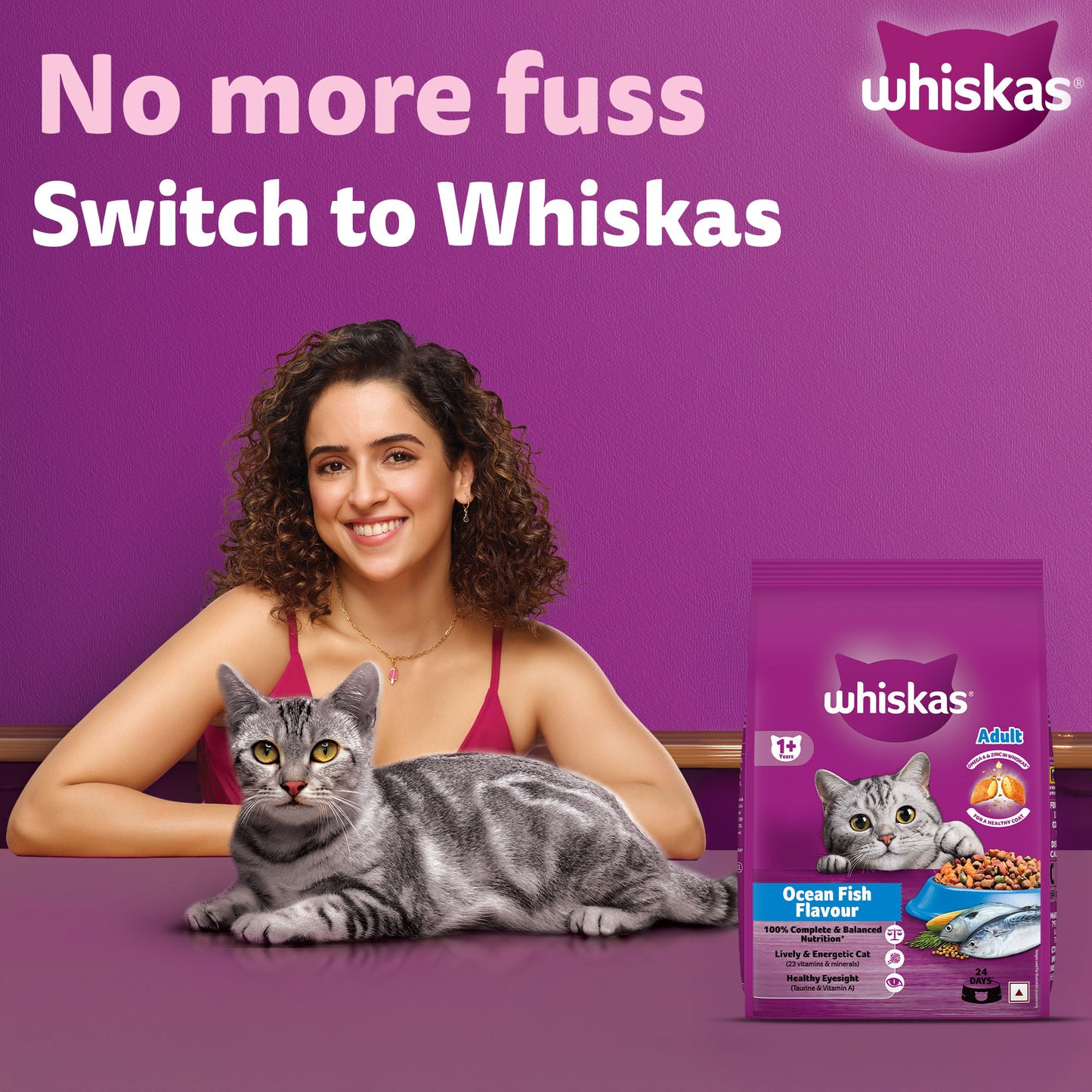 Whiskas Adult (1+ Years) Ocean Fish Flavour Dry Cat Food - Heads Up For Tails