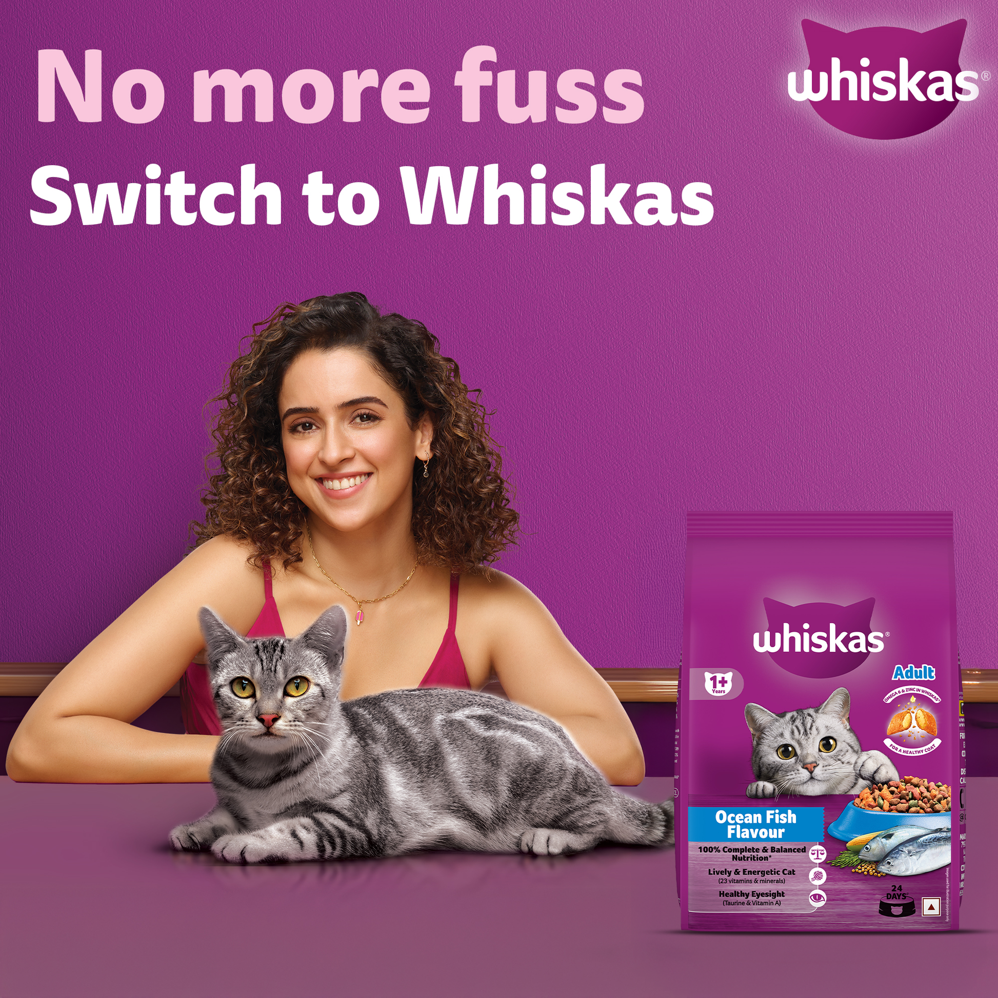 Whiskas Ocean Fish Dry Food For Adult Cat - Heads Up For Tails