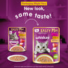 Whiskas Tasty Mix Wet Food Made With Real Fish (Tuna & Kanikama), And Carrot in Gravy For Adult (1+ year) Cat - 70 gm Pack - Heads Up For Tails