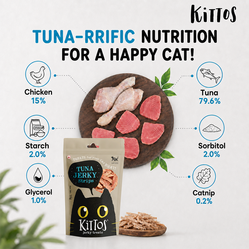 Kittos Purr-Fect Tuna Jerky Strips Cat Treats - 35 g