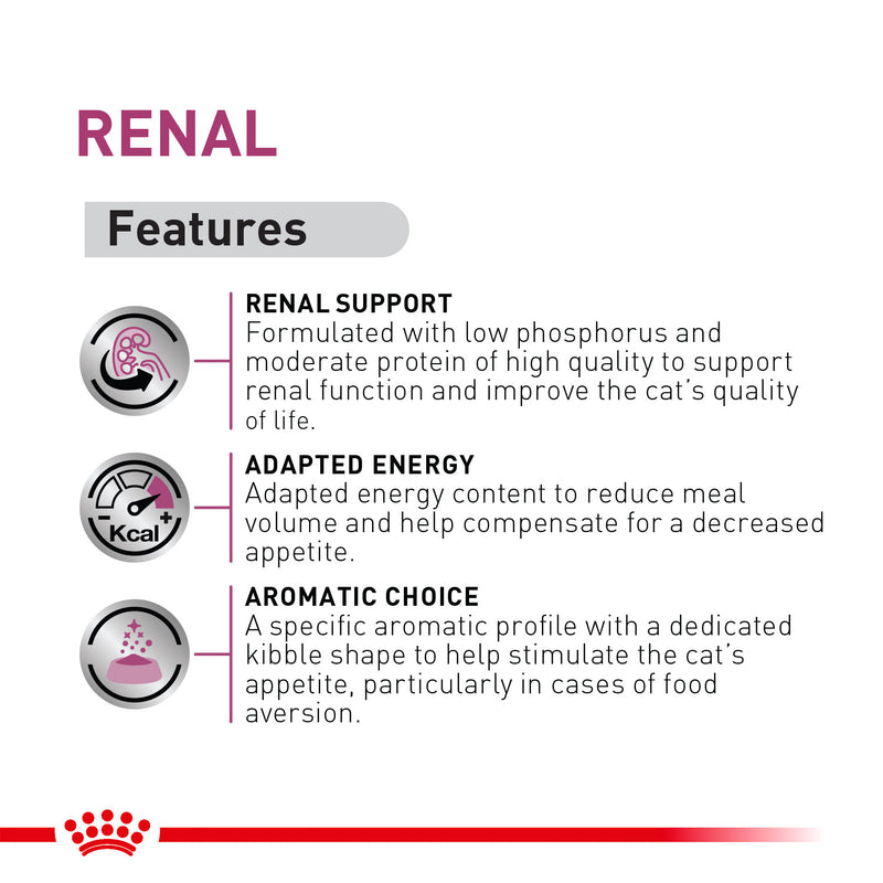 Royal Canin Veterinary Diet Renal Support Dry Food For Cat - 2 Kg - Heads Up For Tails