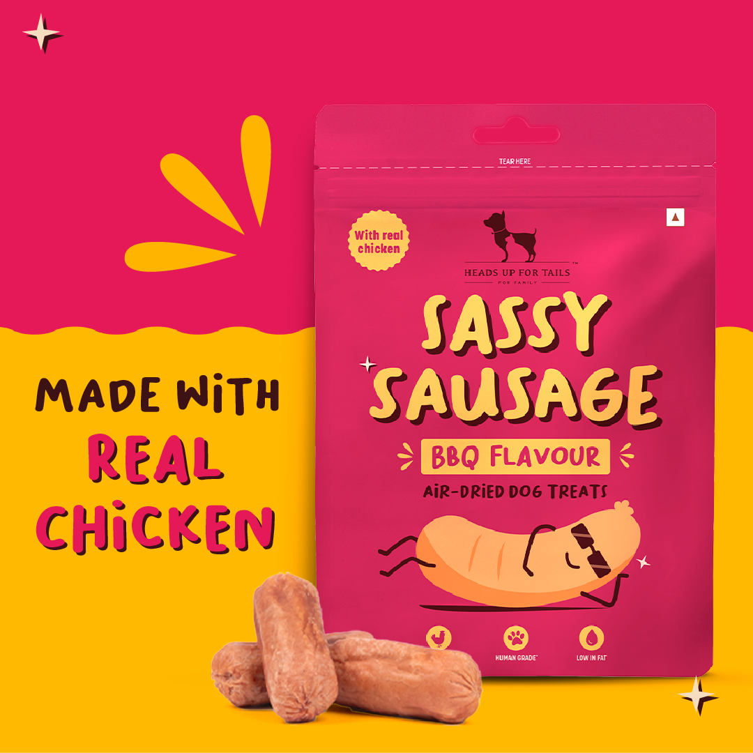 HUFT Sassy Sausage BBQ With Real Chicken Air Dried Dog Treats 100 g