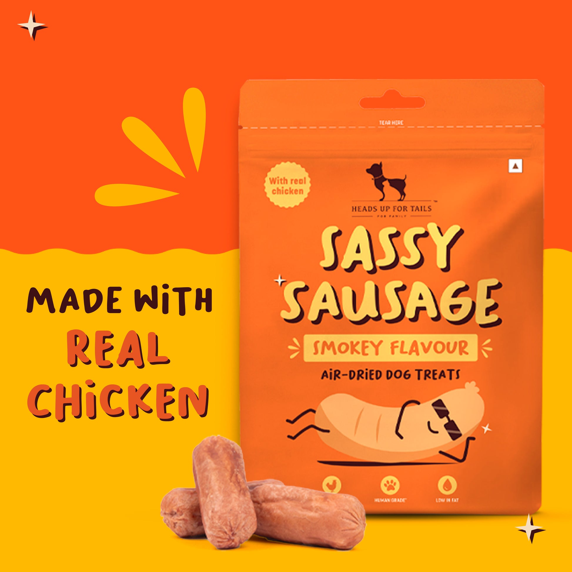 HUFT Sassy Sausage Smokey With Real Chicken Air-Dried Dog Treats - 100 g_02