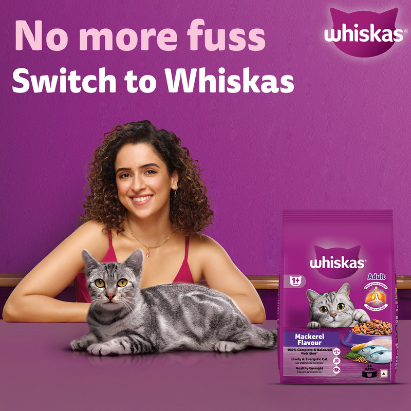 Whiskas Adult (1+ Years) Mackerel Flavour Dry Cat Food - Heads Up For Tails
