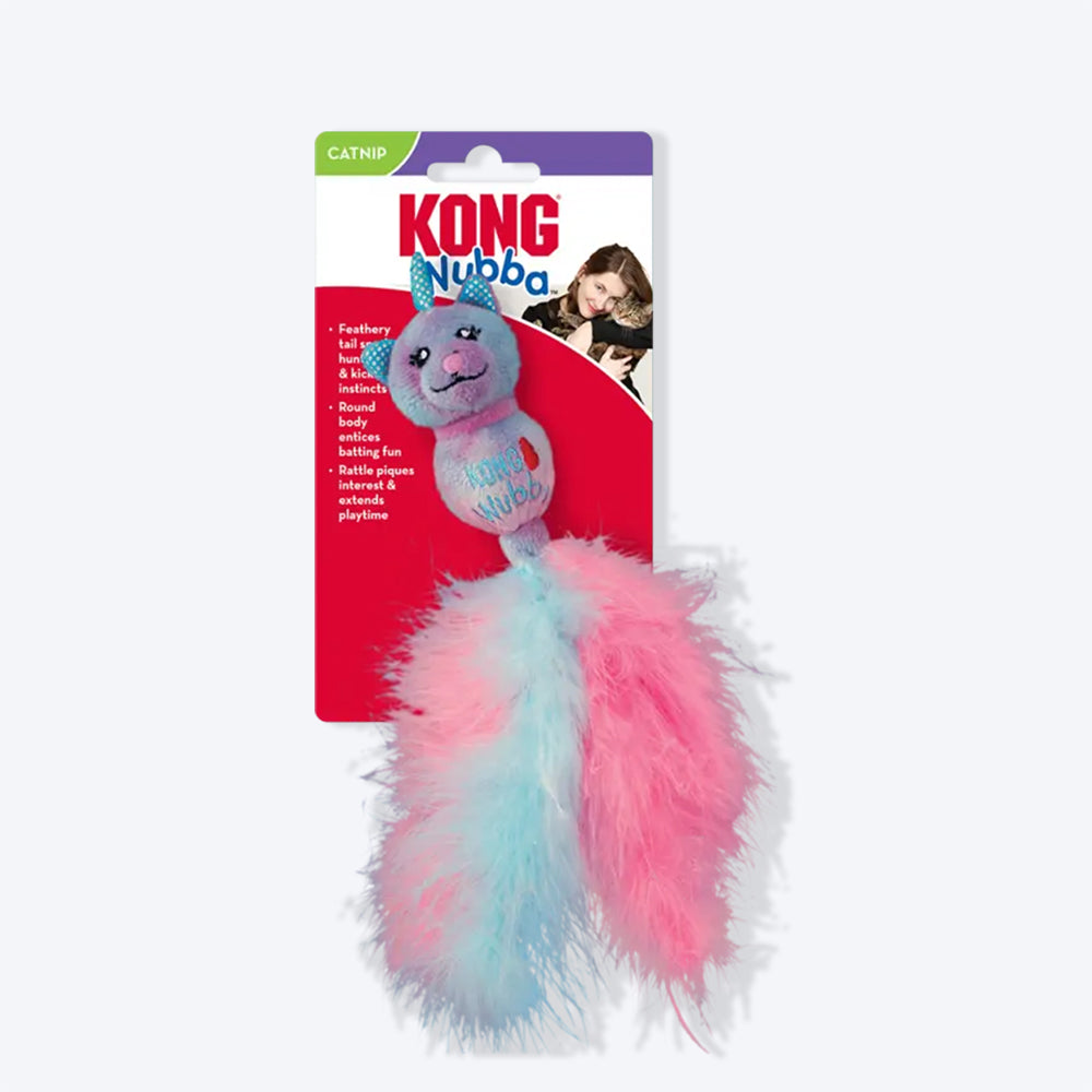KONG Cat Wubba Caticorn Plush Toy For Cat - Blue & Pink - Heads Up For Tails