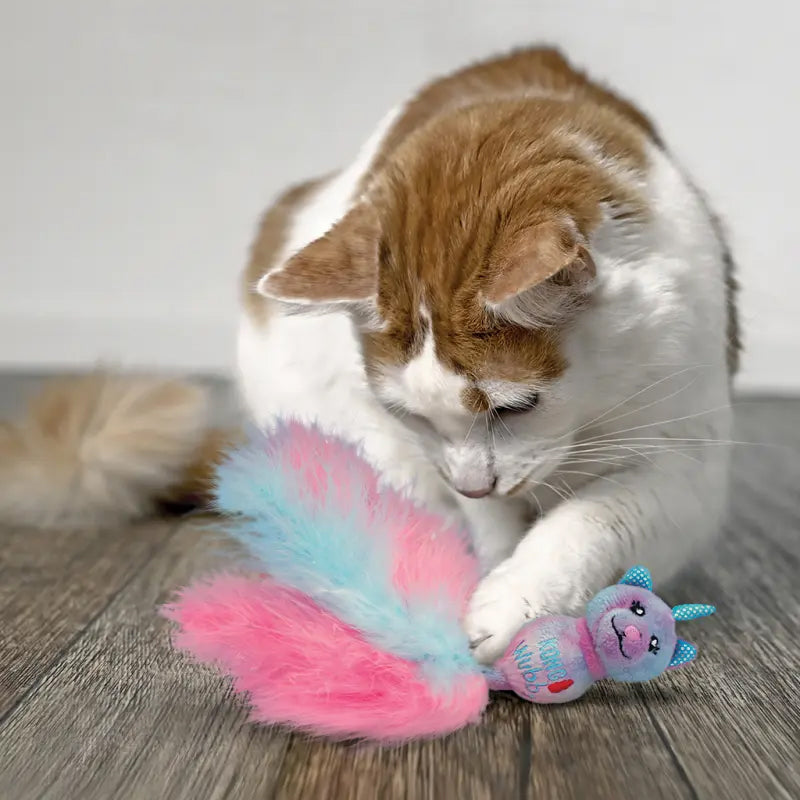 KONG Cat Wubba Caticorn Plush Toy For Cat - Blue & Pink - Heads Up For Tails