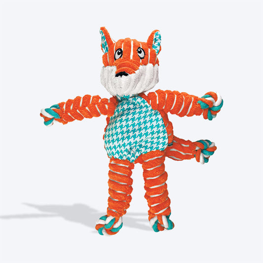 KONG Floppy Knots Fox Rope With Plush Dog Toy - Orange - M/L - Heads Up For Tails