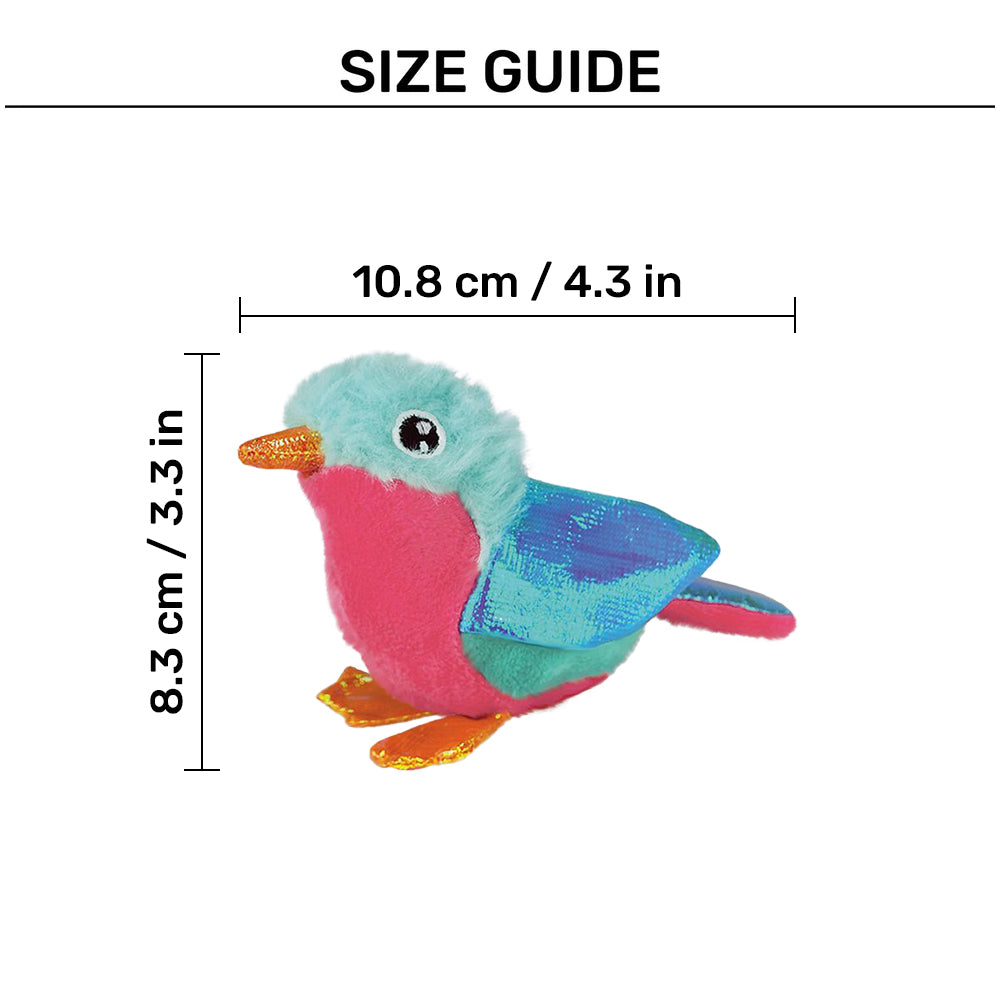 KONG Crackles Tweetz Bird Plush Toy For Cat - Blue - Heads Up For Tails