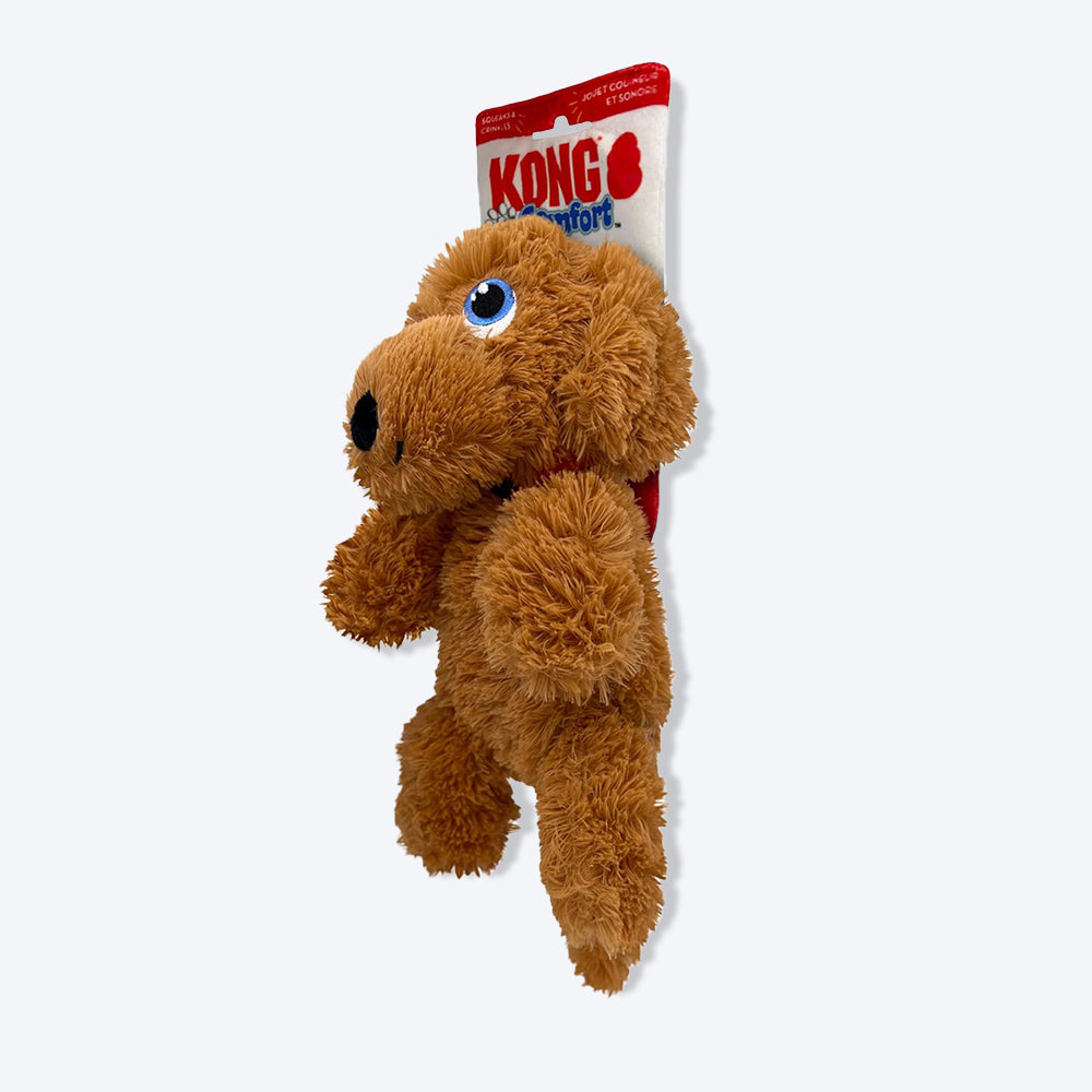 KONG Comfort Pups Goldie Plush Toy For Dog - Brown - M - Heads Up For Tails