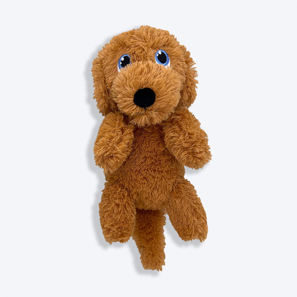KONG Comfort Pups Goldie Plush Toy For Dog - Brown - M - Heads Up For Tails