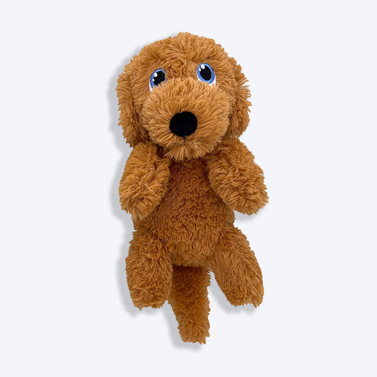 KONG Comfort Pups Goldie Plush Toy For Dog - Brown - M - Heads Up For Tails