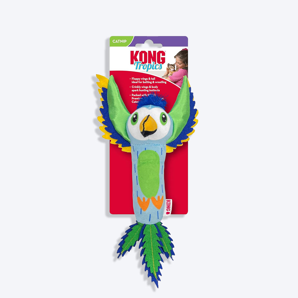 KONG Tropics Bird Plush Toy For Cat - Assorted - Heads Up For Tails