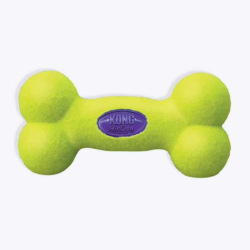 KONG AirDog Sqeaker Bone Chew Toy For Dog - Yellow - S - Heads Up For Tails