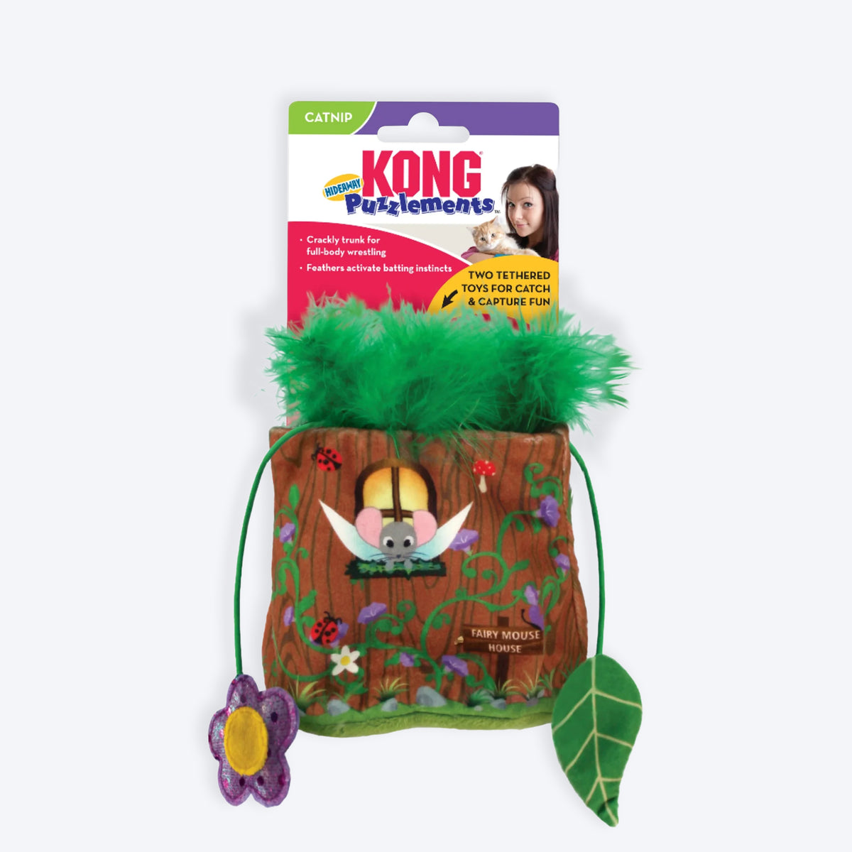 KONG Puzzlements Hideaway With Catnip Interactive Toy For Cat - Brown