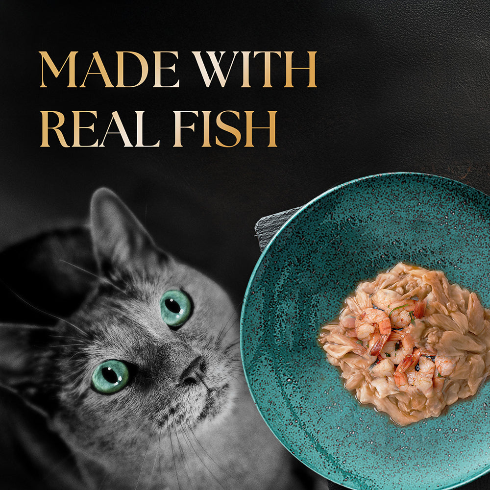 Sheba Tuna Fillets and Whole Prawns in Gravy Adult Wet Cat Food - 85 gm Packs