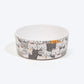 HUFT Whisker Wonderland Printed Melamine Bowl For Cat - White