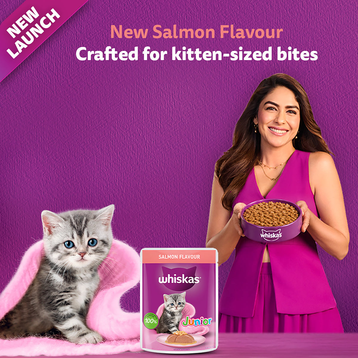 Whiskas Junior Kitten (2-12 Months) Salmon in Jelly Flavour Wet Cat Food - 80 gm Pack