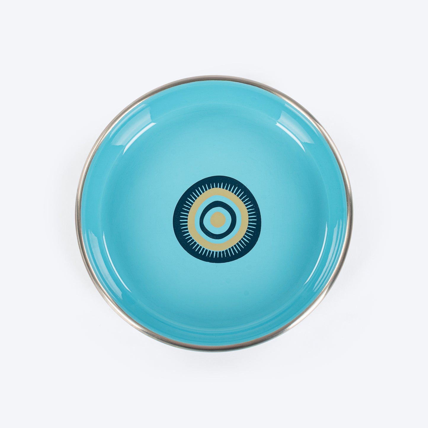 HUFT Evil Eye Printed Steel Bowl For Cat - Blue