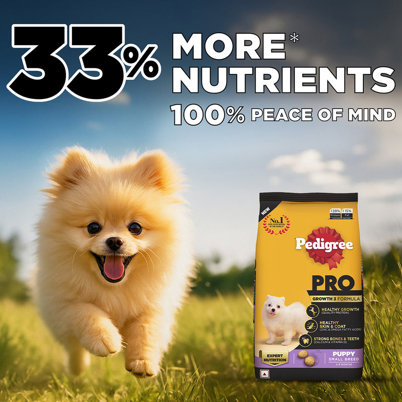 Pedigree PRO Expert Nutrition Small Breed (2-9 Months) Dry Puppy Food - Heads Up For Tails