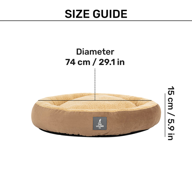 TLC Round Retreat Bed For Dog & Cat - Brown - Heads Up For Tails